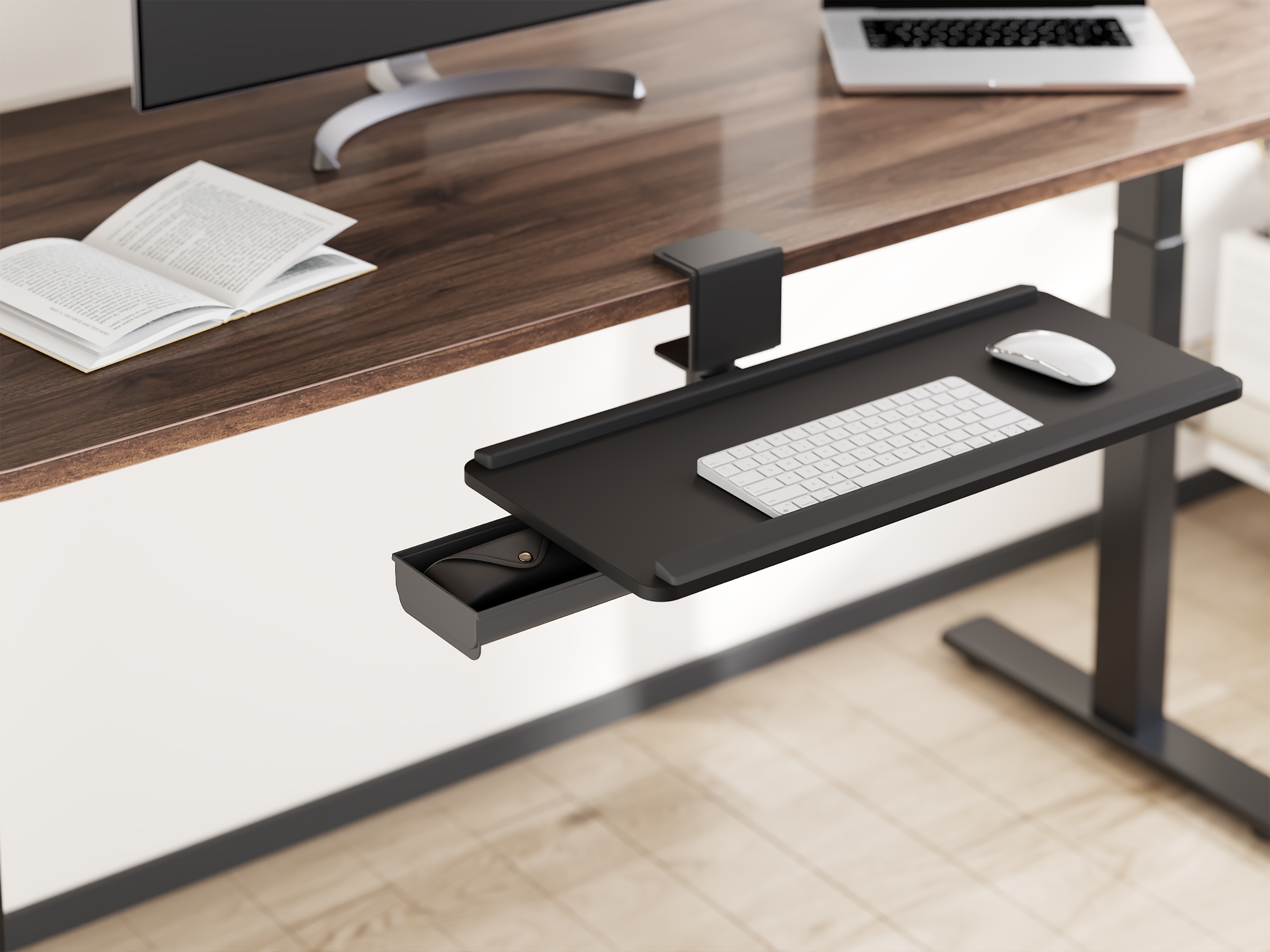 ชั้นวางคีย์บอร์ดแบบพับได้ ERGONOZ EGN-UDAC-01-B, สีดำ (UNDER-DESK KEYBOARD TRAY)